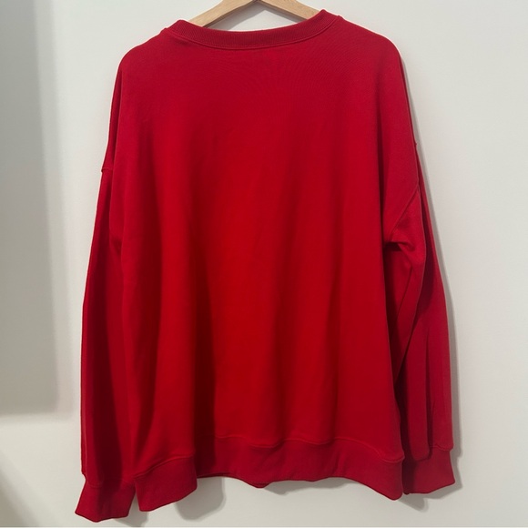 Red Santa Claus Sweater Top Oversized Long Sleeved - Picture 4 of 9